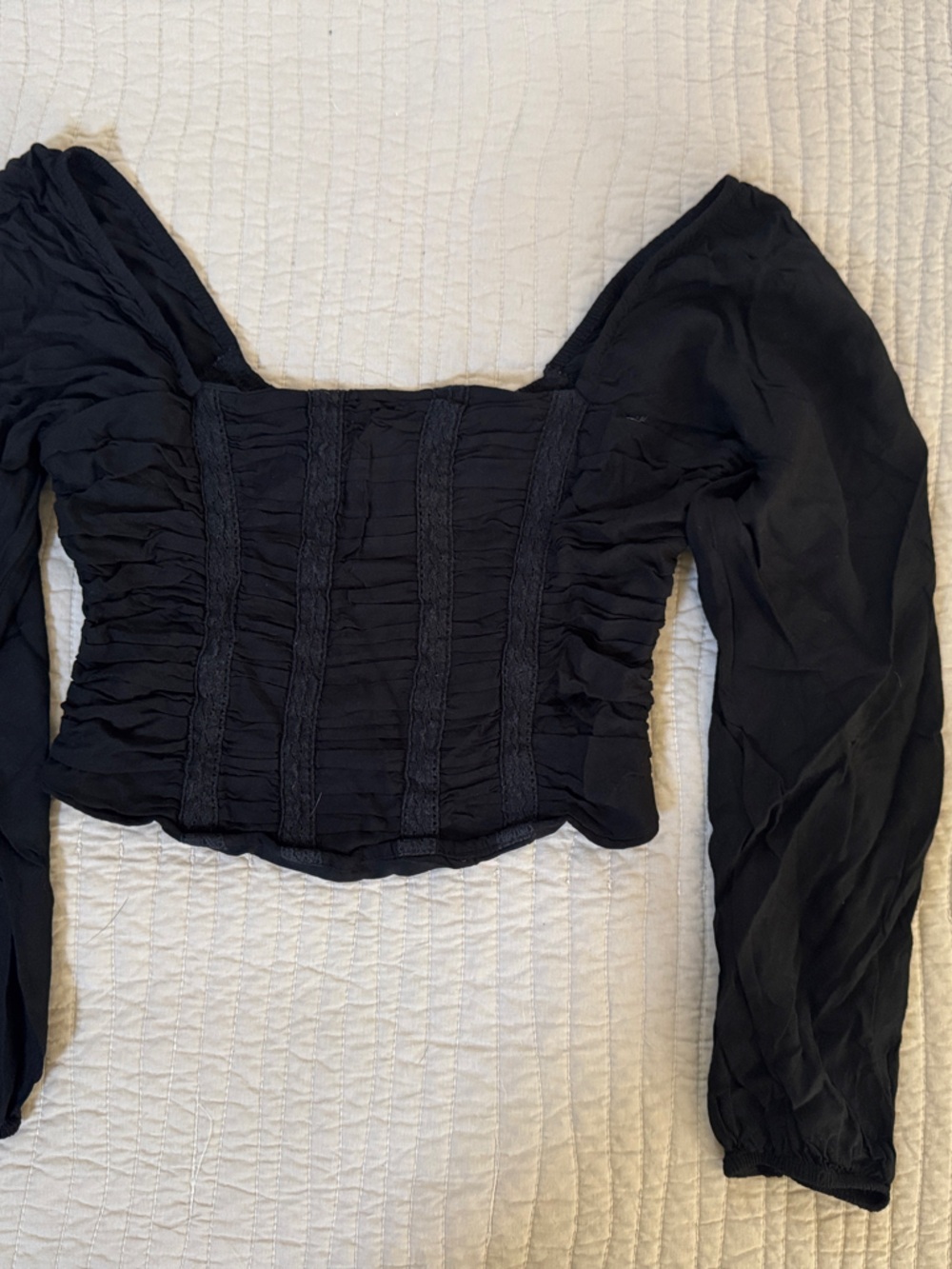 Frederick's of Hollywood Black Smocked Off-Shoulder Jumpsuit Top